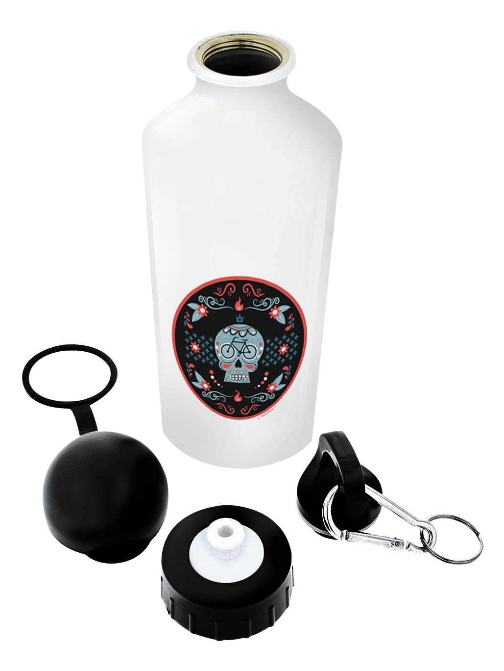 Cyclist Gifts - Sugar Skull Design Aluminum Water Bottle with Leak-Proof Cap & Sport Top - Perfect for Mountain Biking, Road Cycling & Gym Workouts - Ideal Cycling Accessory Gift for Men & Women