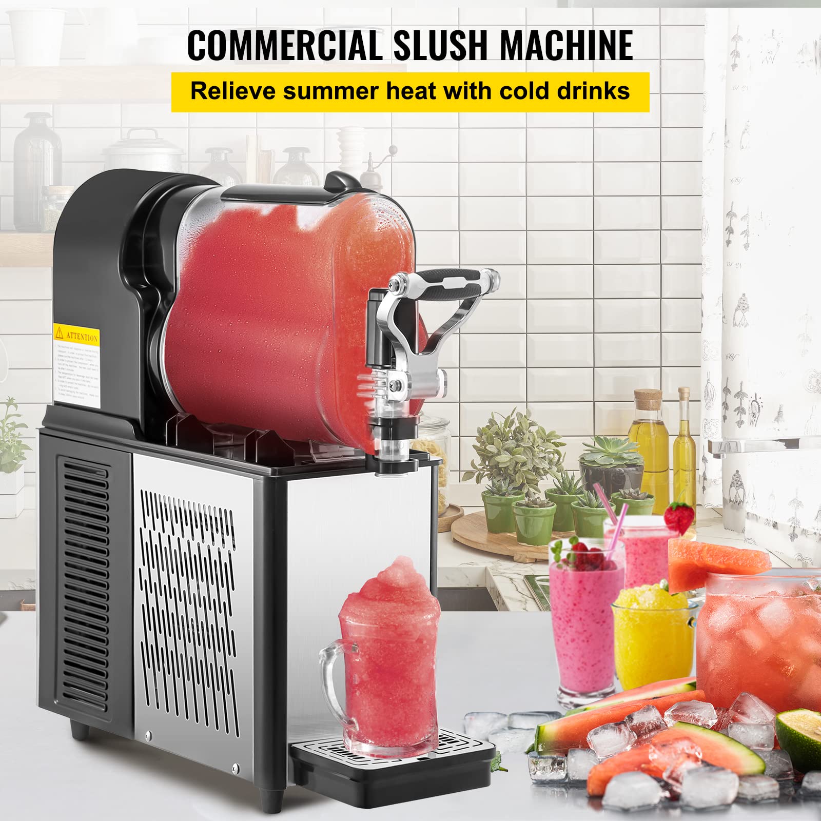 VEVOR 3L/0.8Gal Commercial Slushy Machine - 290W Frozen Drink Maker for Home, Cafes & Restaurants | Automatic Cleaning | Perfect for Parties, Events & Business Use