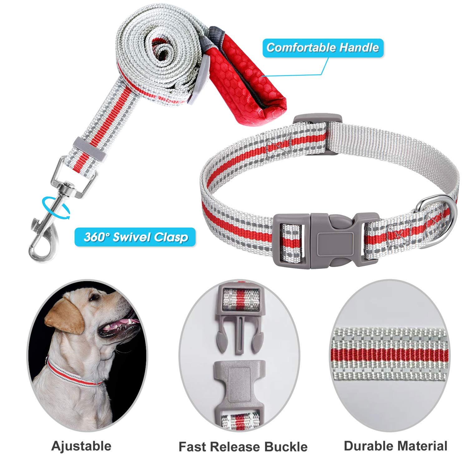 JSXD Small Dog Harness & Leash Set - Adjustable Step-in Puppy Vest with 3M Reflective Strips for Small to Medium Dogs | Perfect for Walking, Training & Nighttime Safety