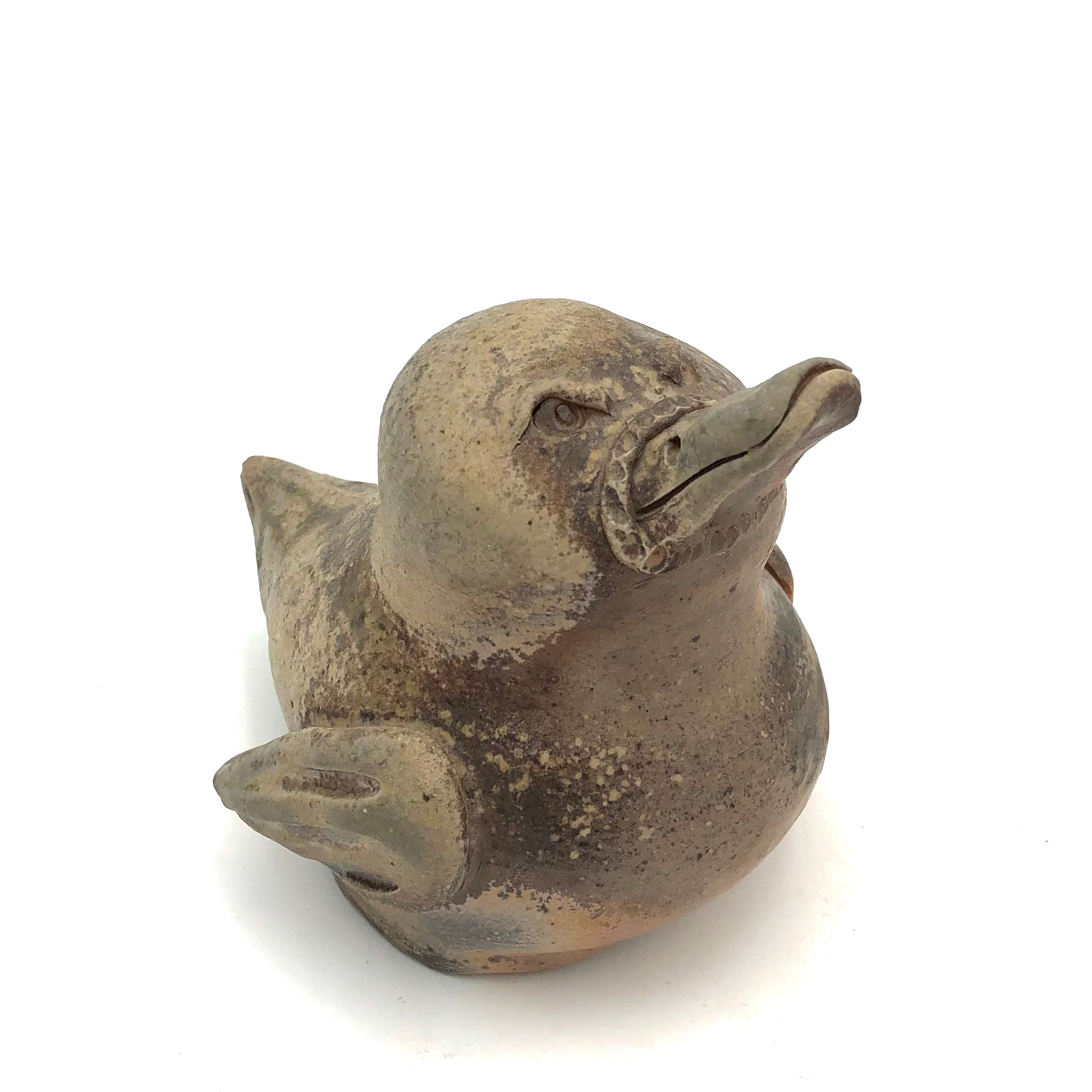 Brian Horsch Handcrafted Wood Fired Ceramic Duck Sculpture - Unique Home Decor for Living Room, Office & Garden Display