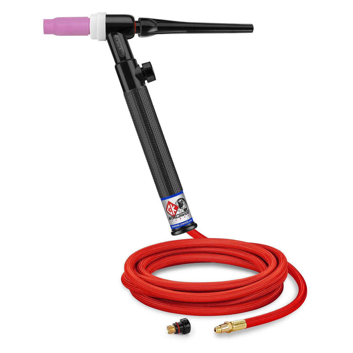 CK Worldwide 150A 17 Style Rigid Head TIG Torch with Valve - Professional Welding Equipment for Metal Fabrication & DIY Projects