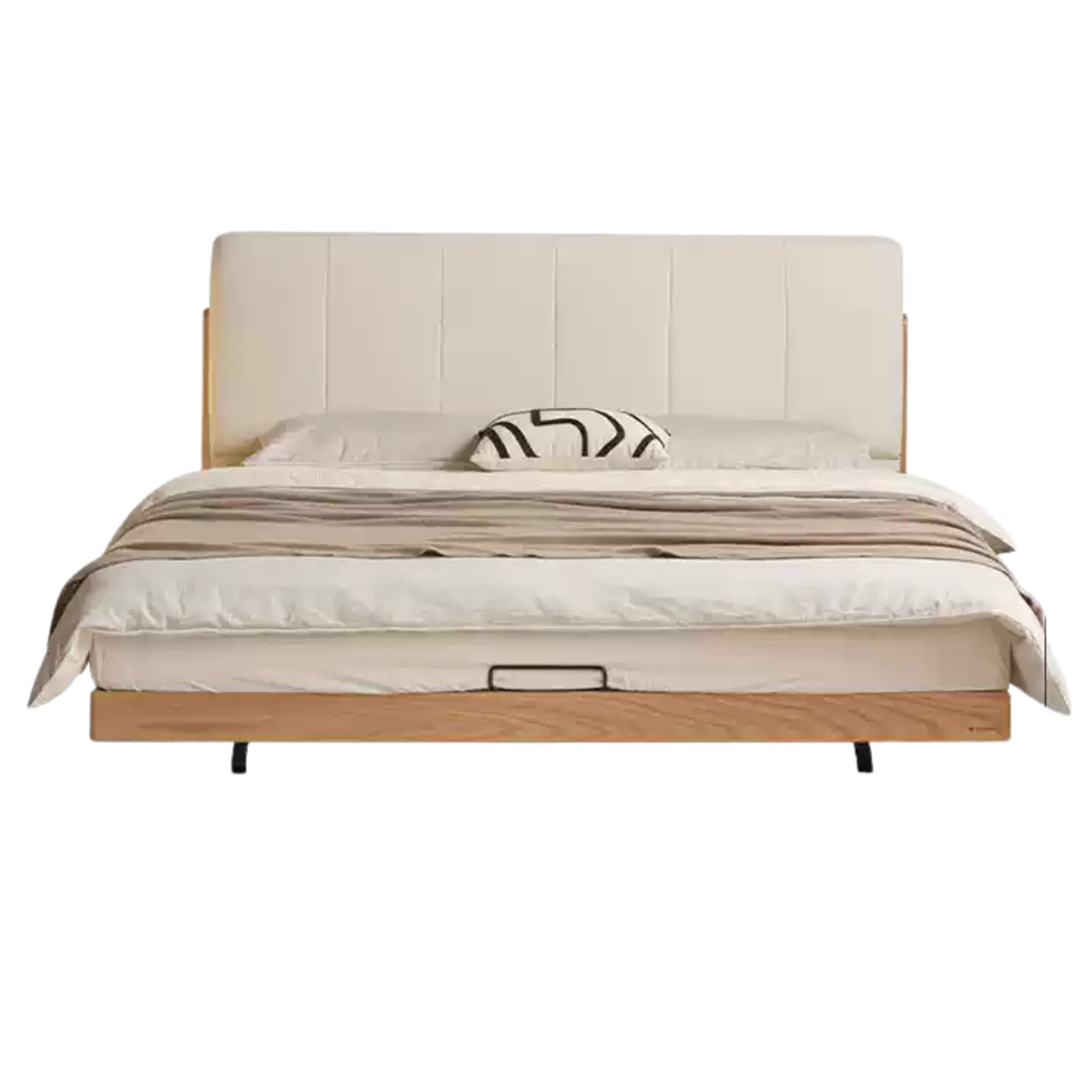 Solid Oak Wood Modern Minimalist Soft Leaning Bed Frame - Queen Size Platform Bed for Bedroom, Guest Room & Small Spaces