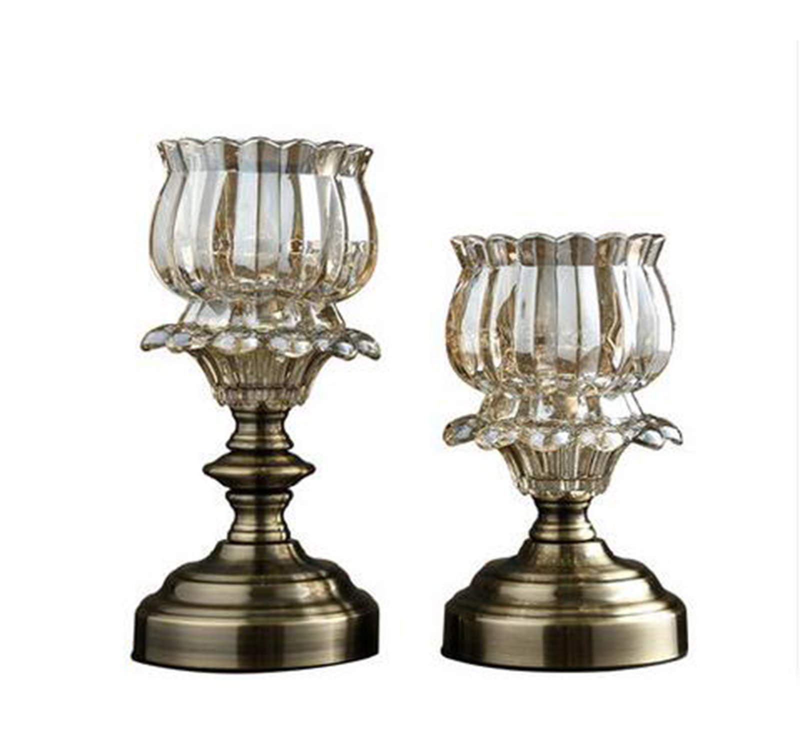 TYI - Crystal Glass Candle Holder Set of 2, Elegant Aroma Candle Holders for Romantic Dinner & Home Decor, Modern European Style Luxury Candle Stand for Table Centerpiece, Wedding, Spa & Holiday Decorations