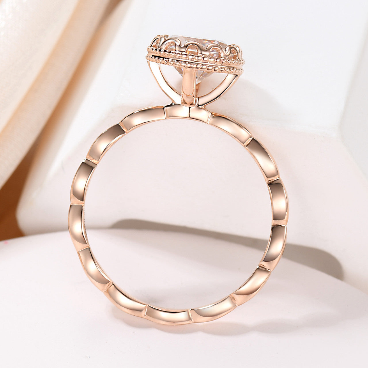 1.2 Carat Art Deco Moissanite Engagement Ring - Round Cut Rose Gold Wedding Band for Women - Perfect for Proposals, Anniversaries & Bridal Jewelry