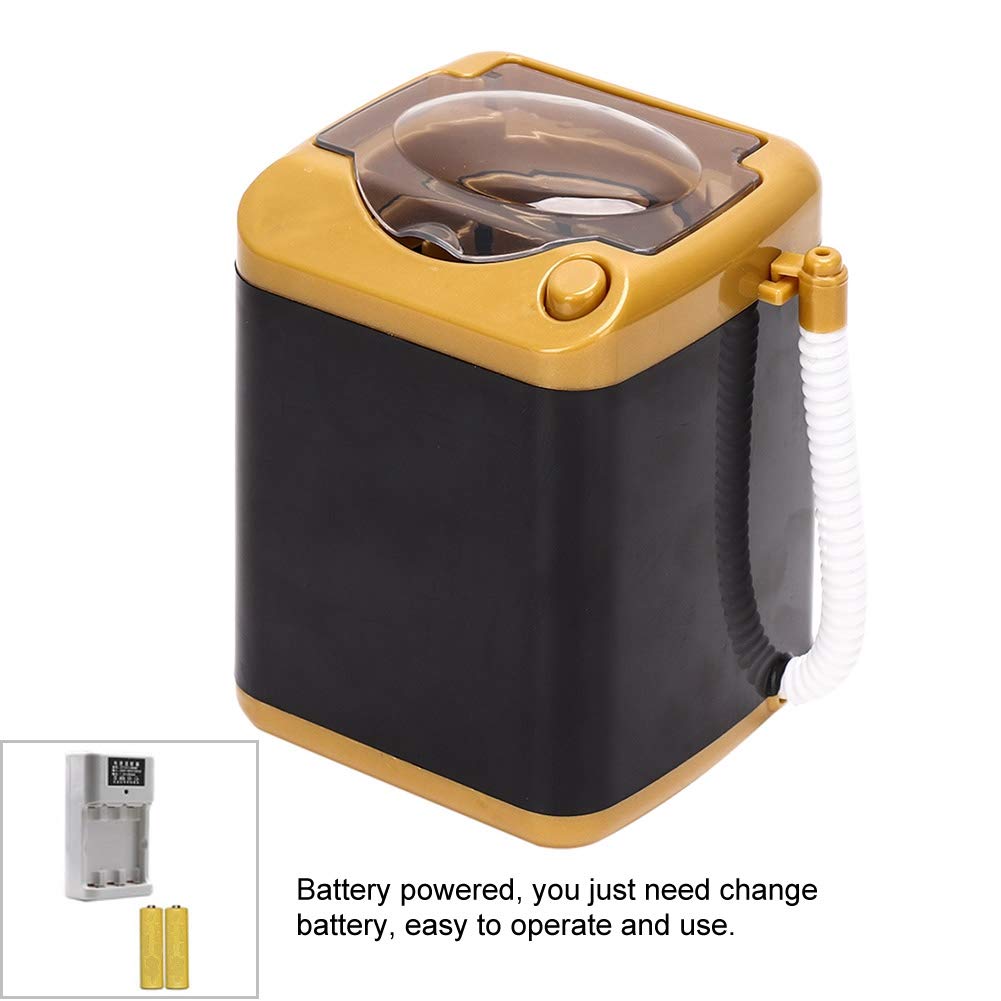 Mini Electric Washing Machine for Face & Makeup Brushes - Portable Simulation Cleaning Tool for Women & Girls (Golden) | Perfect for Travel, Home & Salon Use