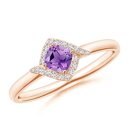 0.50 Carat Cushion Amethyst 10K White Gold Promise Ring for Women - Art Deco Style Jewelry for Engagement, Anniversary & Special Occasions