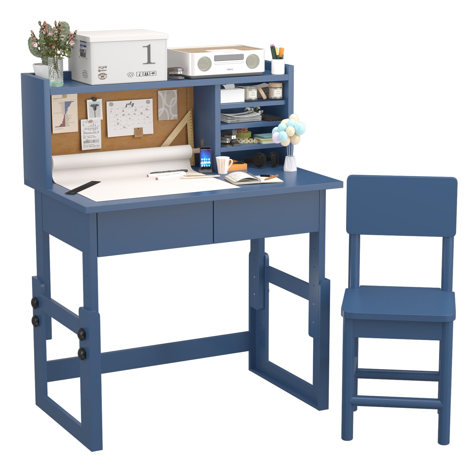 Adjustable Kids Desk & Chair Set for 5-18 Years - Study & Art Table with Storage for Home Learning