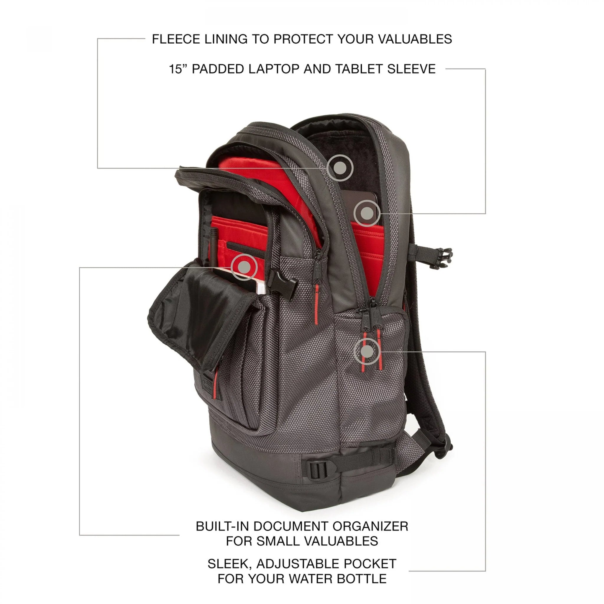 Eastpak Tecum L CNNCT Backpack - Lightweight Laptop Backpack for Work & Travel, Durable Water-Resistant Material, Accent Grey - Perfect for Commuting, College & Outdoor Adventures
