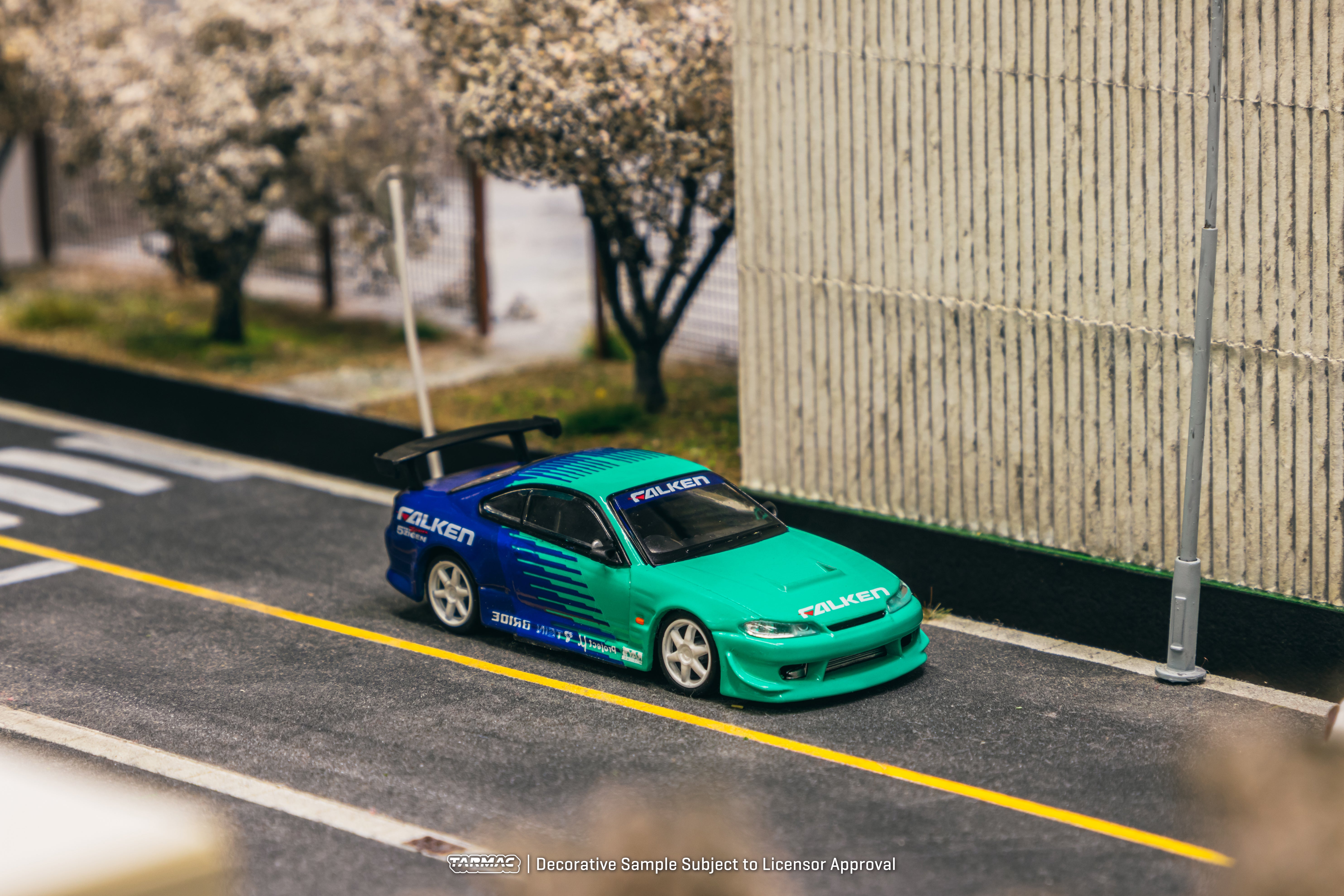 Tarmac Works VERTEX Nissan Silvia (S15) FALKEN GLOBAL64 Diecast Model Car - 1:64 Scale Collectible for Racing Enthusiasts & Car Display Collections