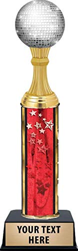 Custom Engraved Disco Ball Dance Trophy Award - Red Star Modern Design for Dance Competitions & Party Decorations | Perfect for Dance Recitals, Studio Awards & Disco Themed Events