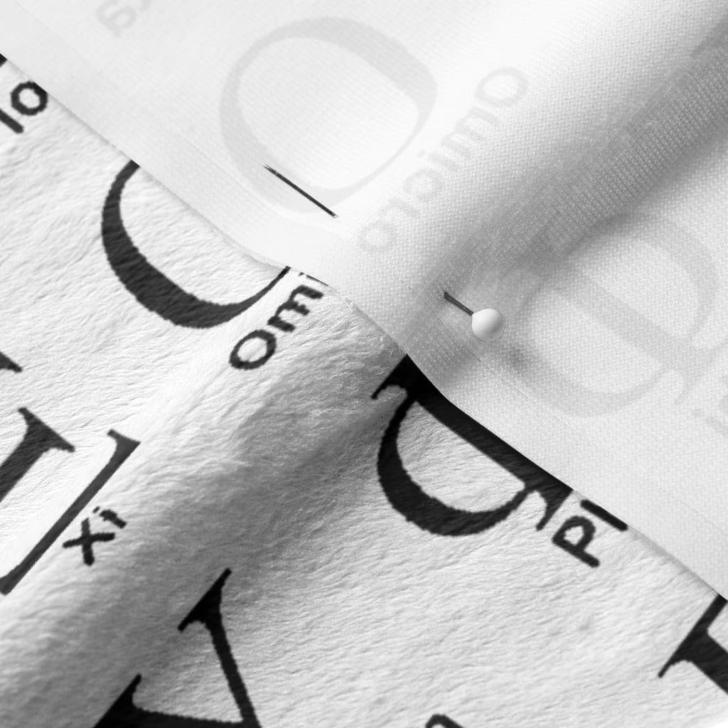 Greek Letters Ancient Printed Minky Fabric Fat Quarter - Soft Plush Material for Sewing Baby Blankets, Quilt Backing & DIY Projects - Perfect for Nursery Decor, Gift Making & Crafting