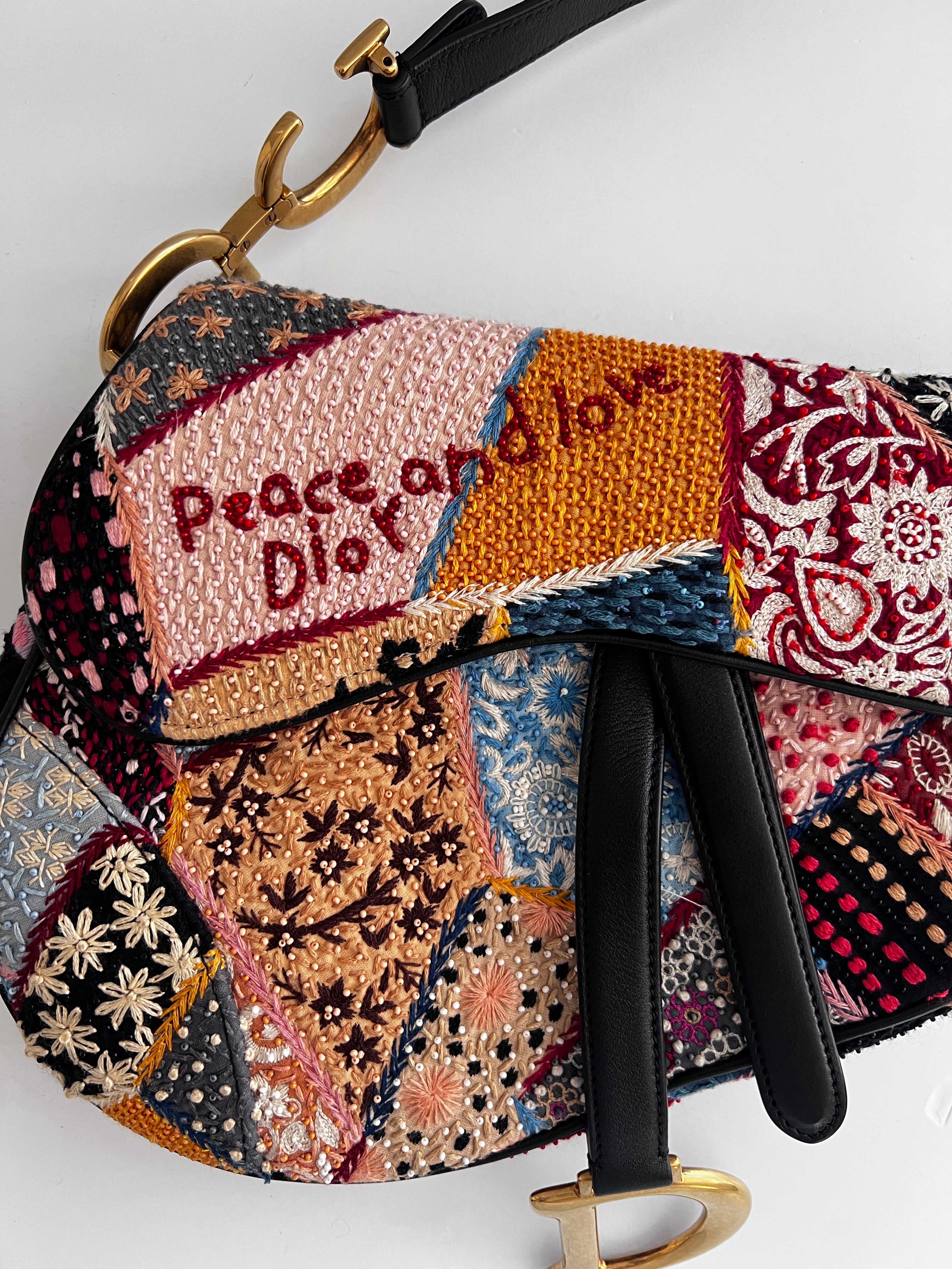 Dior Love & Peace Beaded Saddle Bag 2018 Collection - Luxury Crossbody Purse for Women, Perfect for Parties, Weddings & Special Occasions