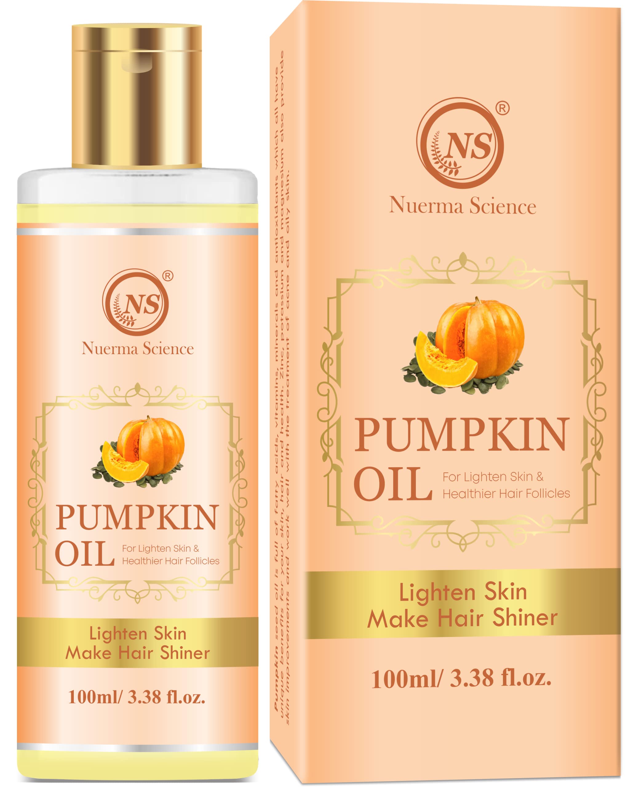 Nuerma Science 100% Pure Pumpkin Seed Oil for Skin & Hair Care - 100ml | Hydrates, Nourishes & Strengthens | Perfect for Face, Scalp & Body Moisturizing