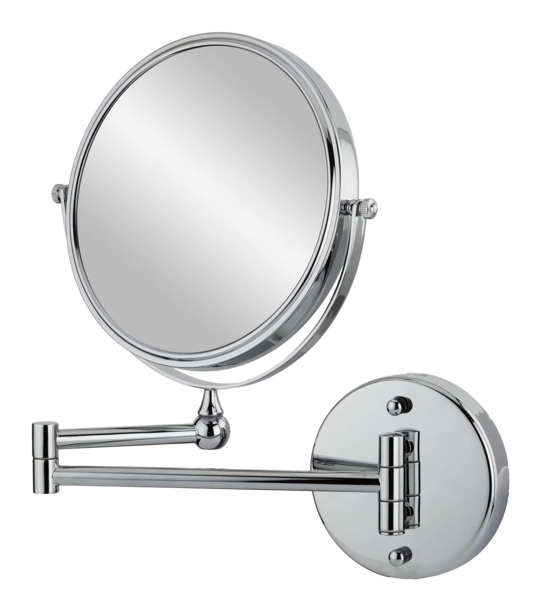 Kimball & Young 22740 10X/1X Double Arm Chrome Wall Mirror - Polished Chrome Finish for Bathroom, Bedroom & Vanity Decor