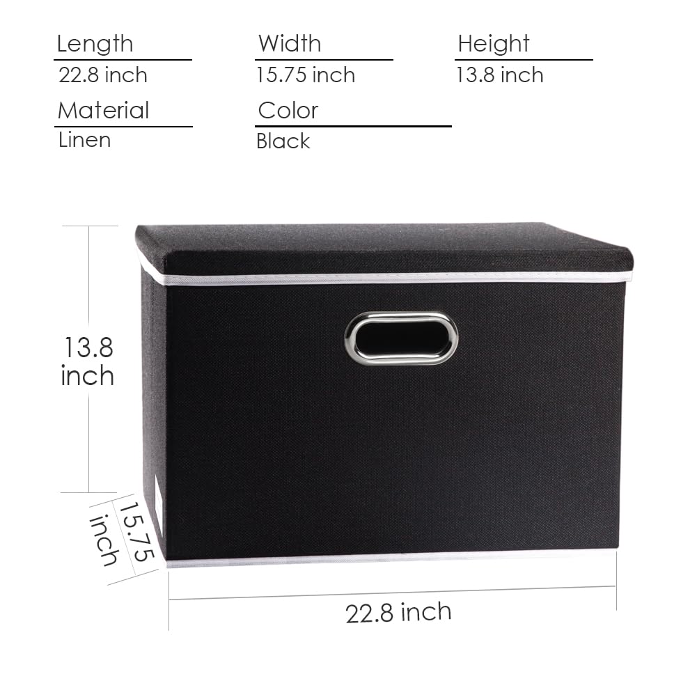 PRANDOM Extra Large Collapsible Storage Bins with Lids [5-Pack] - Foldable Fabric Storage Baskets & Organizer Containers for Closet, Bedroom, Office, Nursery - 22.8x15.75x13.8 Inches - Space Saving Home Organization Solution