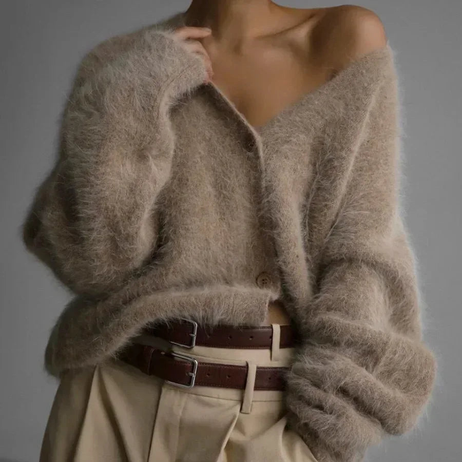 Women's Soft Long Sleeve Loose Knit Sweater Coat - Imitation Sable Winter Warm Pullover for Casual Outfits & Cozy Home Wear