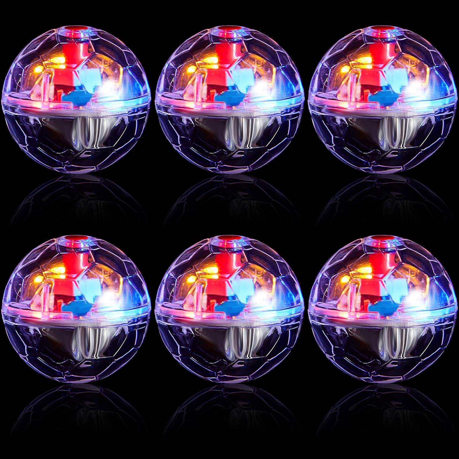 6-Piece Ghost Hunting Cat Ball Toy with Motion-Activated LED Light - Interactive Pet Balls for Dogs & Cats - Glowing Mini Running Exercise Supplies for Small Animals - Perfect for Indoor Play & Nighttime Entertainment