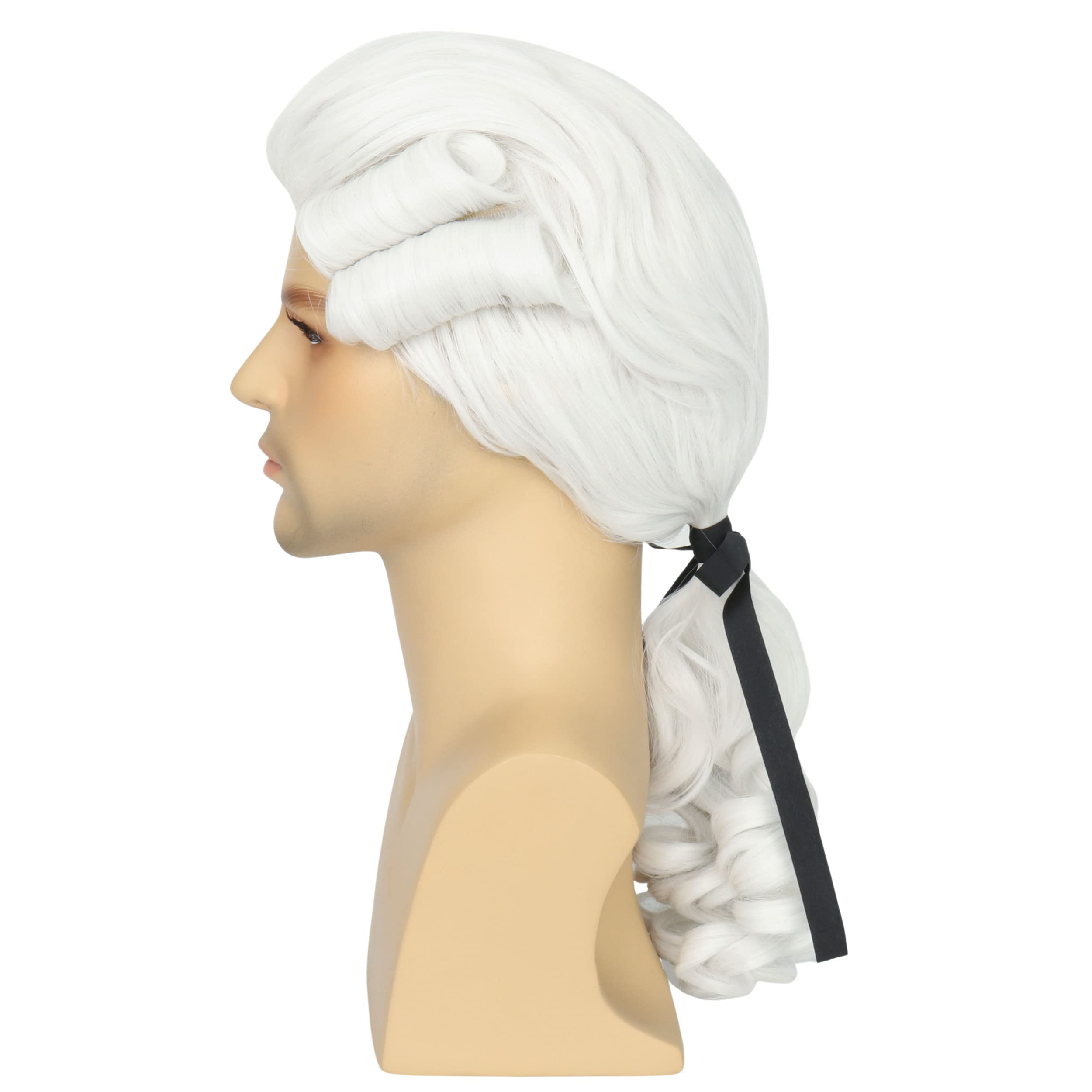Colonial Judge Wig for Men - White Powdered Costume Wig for Halloween, Cosplay, and Themed Parties - Perfect for Historical Reenactments and Costume Events