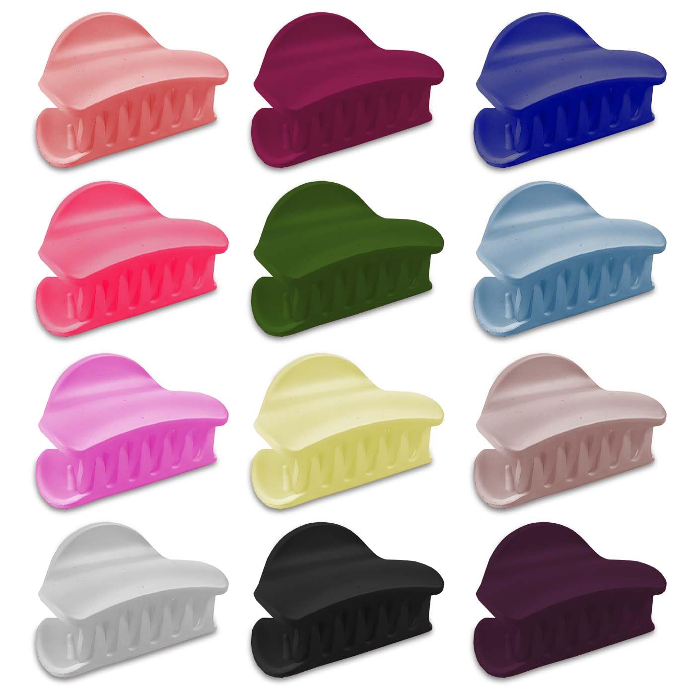 Stylish Matte Solid Rectangle Hair Claw Clips for Women - Pack of 12 Multicolor Clips for Effortless Everyday Hairstyles | Perfect for Work, Gym, and Casual Outings