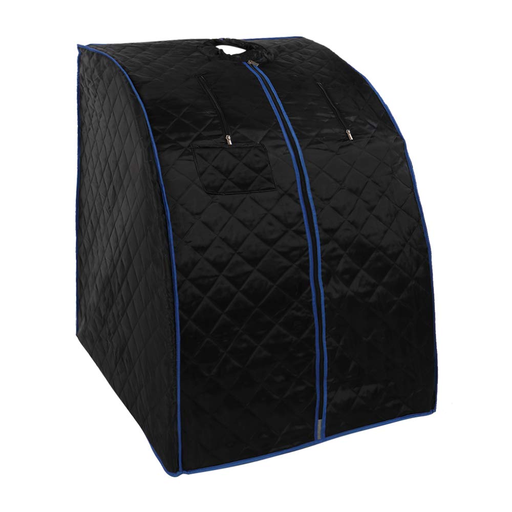Portable Steam Sauna Box with Detachable Black Cloth Cover & Blue Trim - Home Spa Relaxation, Detox & Weight Loss Therapy for Wellness Enthusiasts