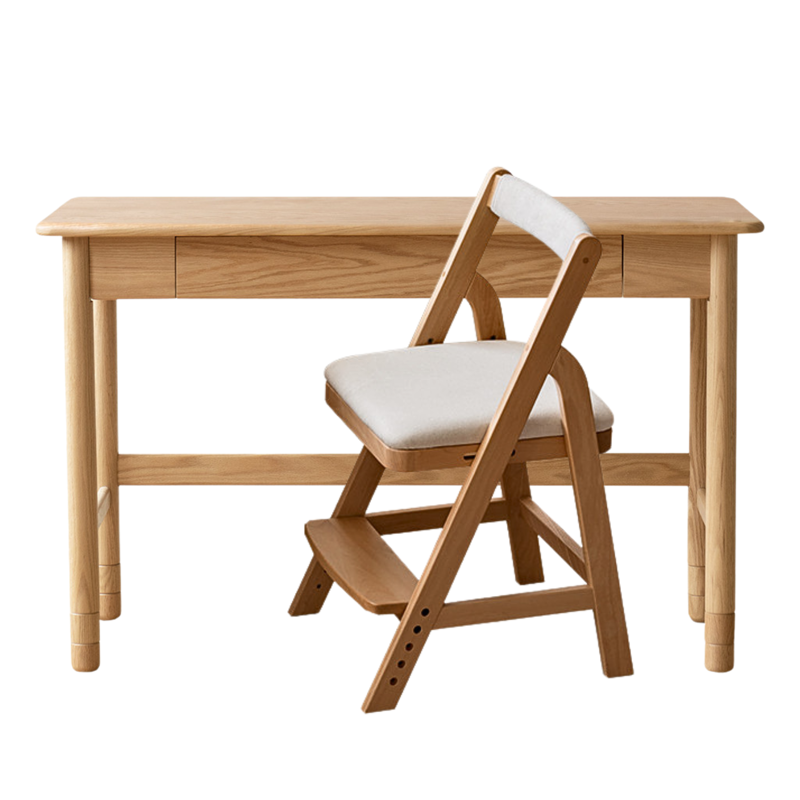 Solid Oak Wood Adjustable Height Study Desk - Narrow L-Shaped Home Office Desk for Small Spaces | Perfect for Remote Work, Online Classes & Crafting