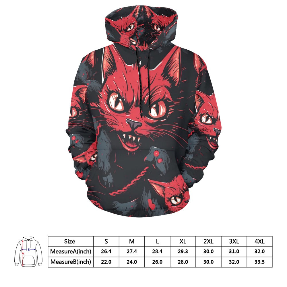 Angry Cat Hoodie - Funny Graphic Pullover Sweatshirt for Men & Women | Perfect for Halloween, Cosplay & Casual Wear