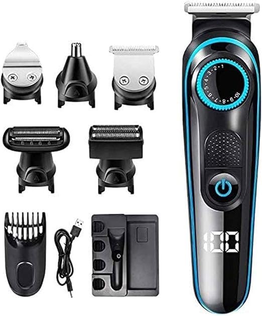 6-in-1 USB Rechargeable Cordless Electric Shaver for Men - Waterproof Head & Body Hair Trimmer with Nose Clipper | Grooming Kit for Bald Men & Full Body Shaving | Perfect for Travel, Gym & Daily Grooming Routine