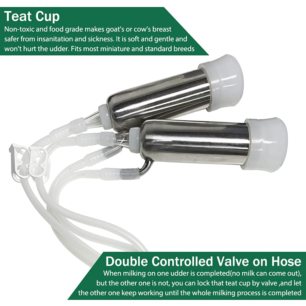 **Electric Milking Machine for Goats & Cows - Portable Vacuum Pulsation Pump Milker with 7L Stainless Steel Bucket - Ideal for Jerseys, Nigerian Dwarfs, Nubian Mix - Perfect for Small Farms, Homesteads & Dairy Production**