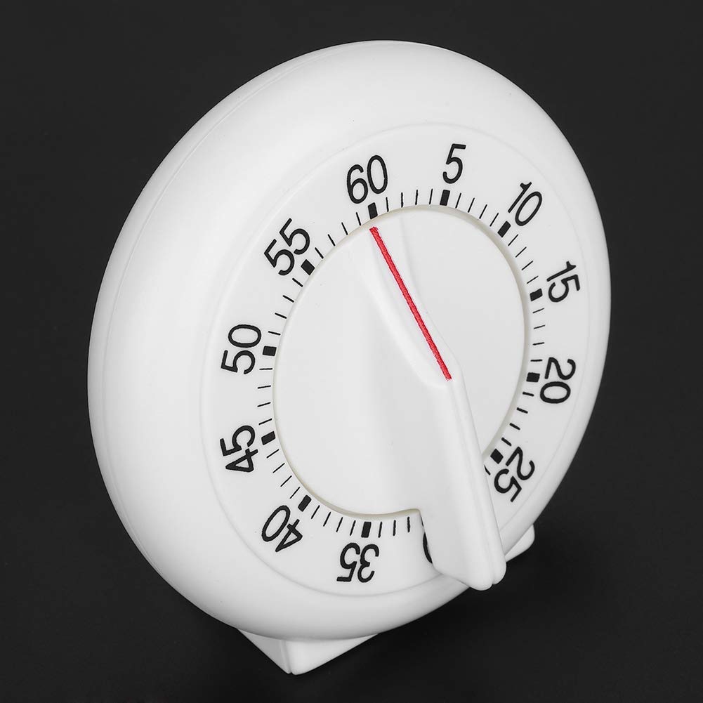60 Minute Mechanical Kitchen Timer - Easy Read Round Visual Timer for Cooking, Baking, Meetings | Multifunction Timer for Kids & Adults | Perfect for Classrooms, Home Kitchen & Office Use (White)
