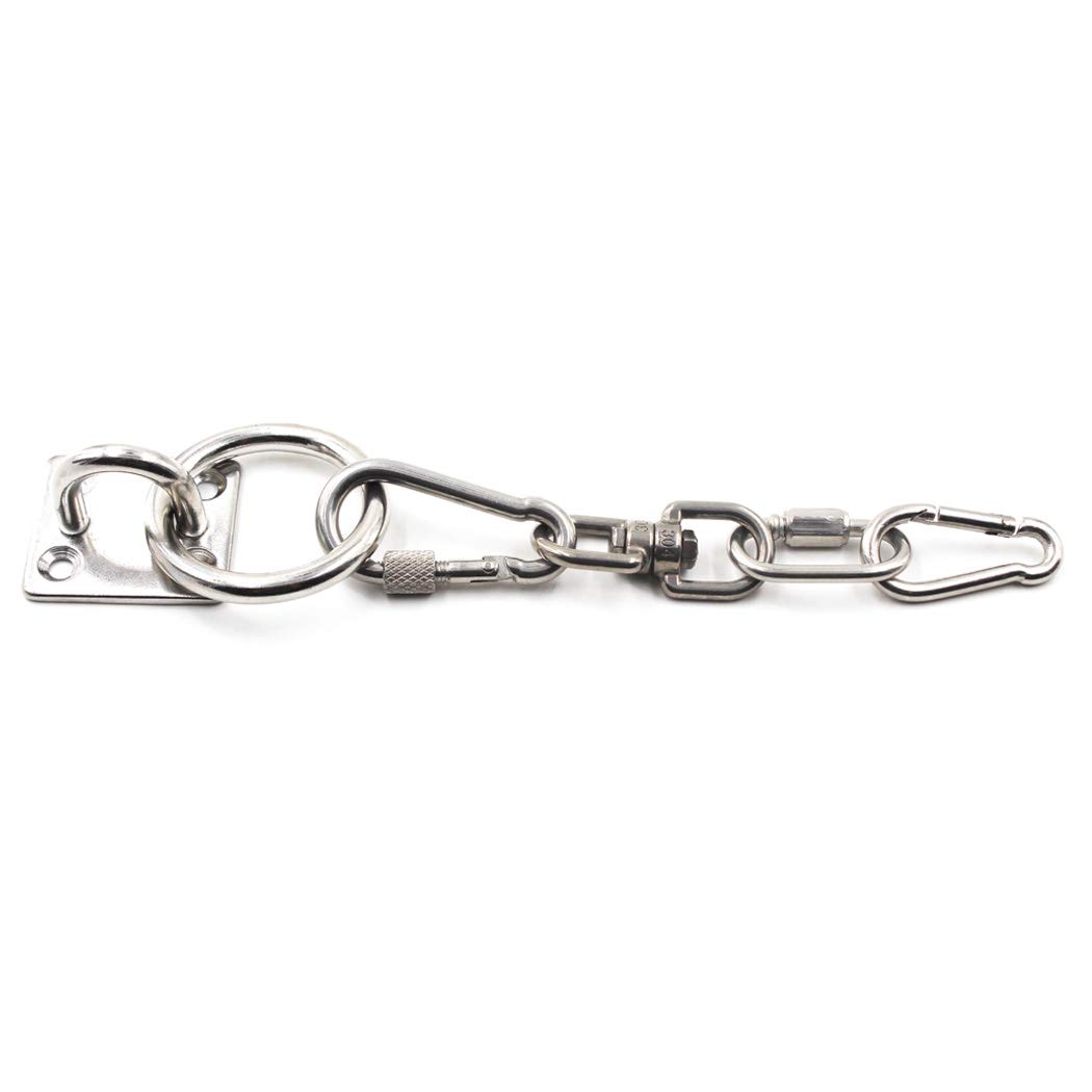 Heavy Duty 304 Stainless Steel Square Ceiling & Wall Mount Hook with Ring - 1/4