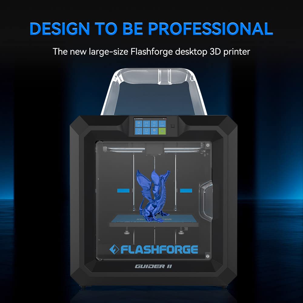 FlashForge Guider II Large-Format 3D Printer - Professional Industrial Grade FDM 3D Printer with 300×250×300mm Build Volume, Auto Bed Leveling & 120℃ Heated Platform for ABS/PLA/PETG Filaments - Perfect for Prototyping, Engineering & Manufacturing Projects