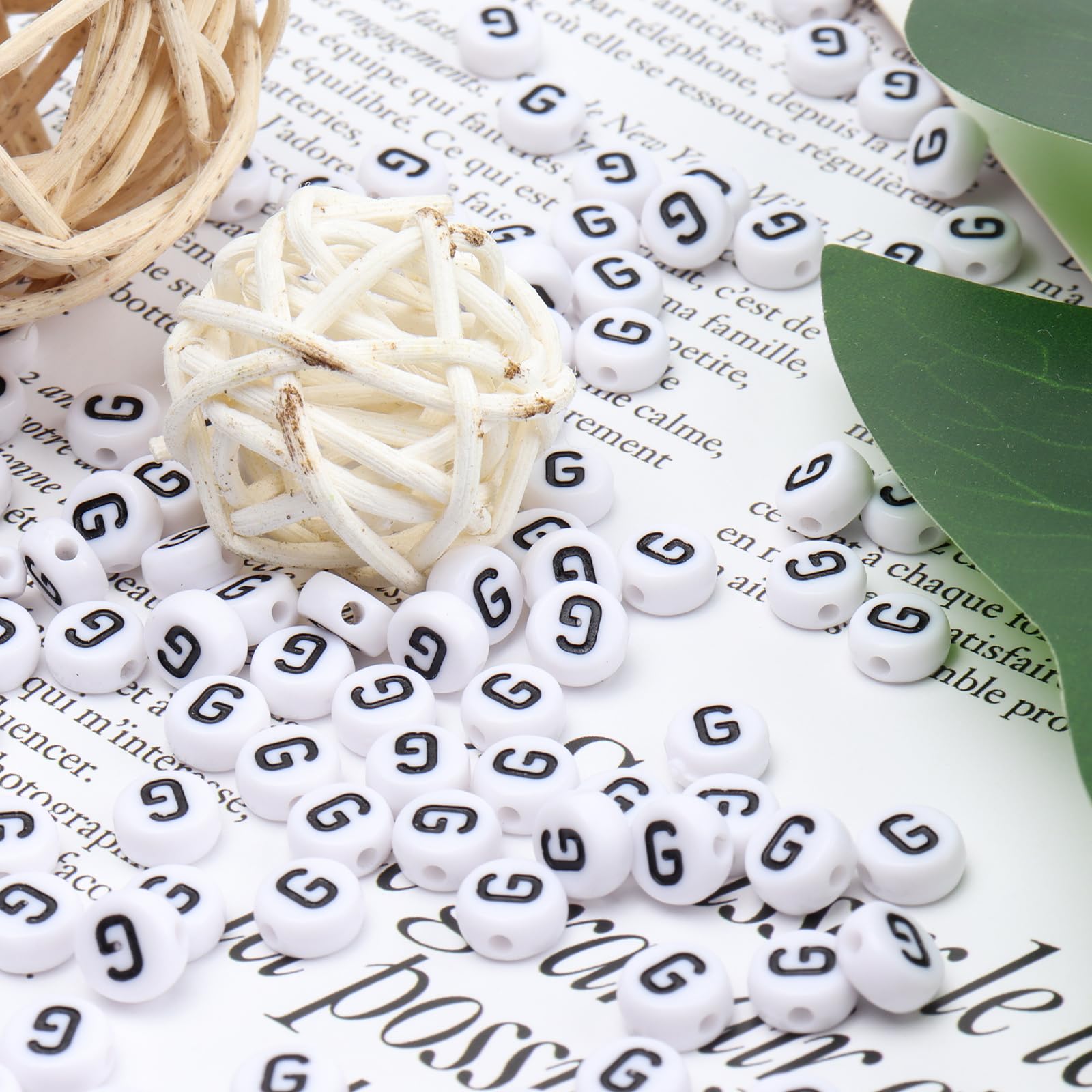 100Pcs 4x7mm White Round Acrylic Alphabet Beads - Letter G Beads for Jewelry Making, DIY Bracelets, Necklaces & Keychains - Perfect for Crafting, Scrapbooking & Personalized Gifts