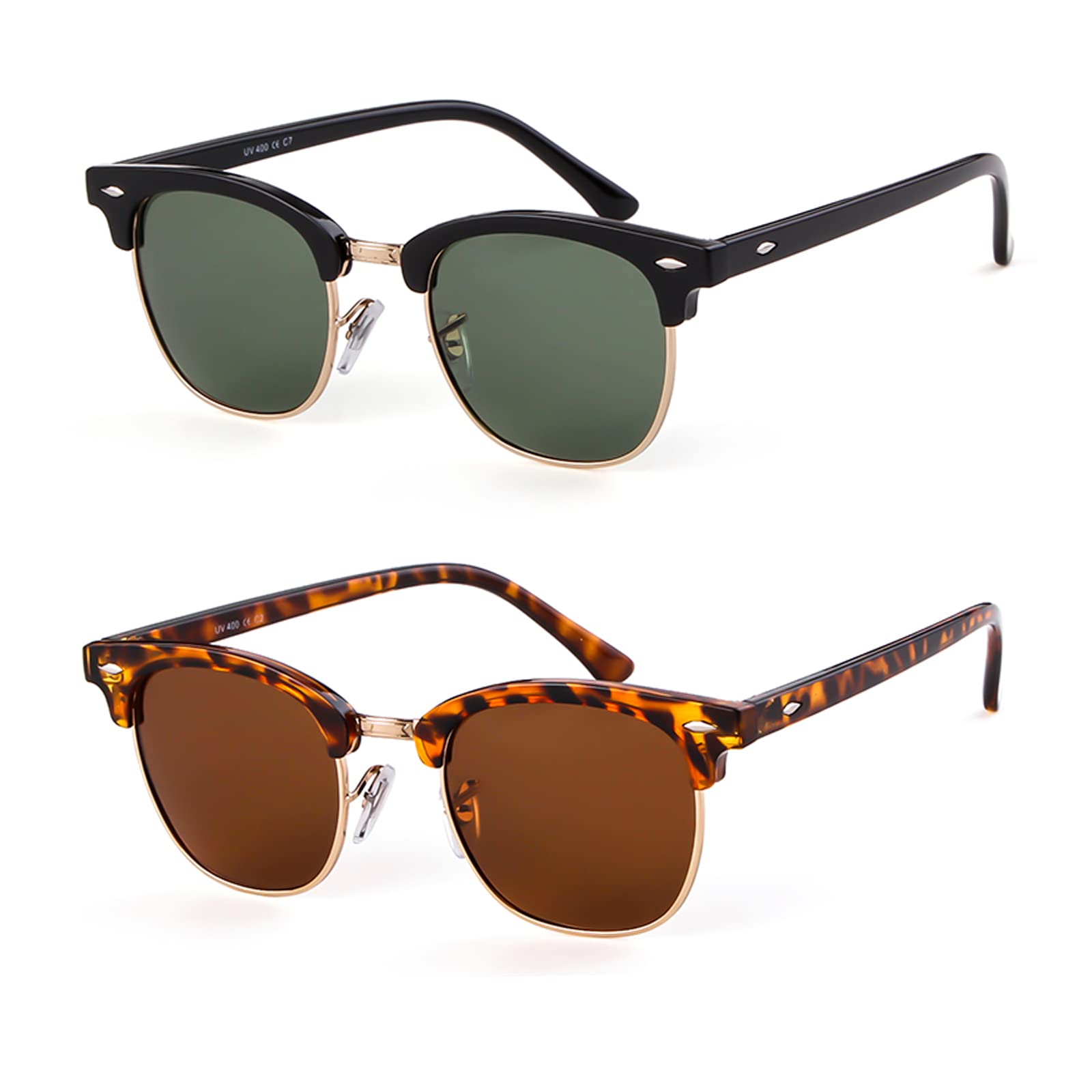 VIA LEECA Semi Rimless Polarized Sunglasses for Men & Women - Classic Half Frame UV400 Protection Driving Shades - Perfect for Outdoor Sports, Beach & Road Trips