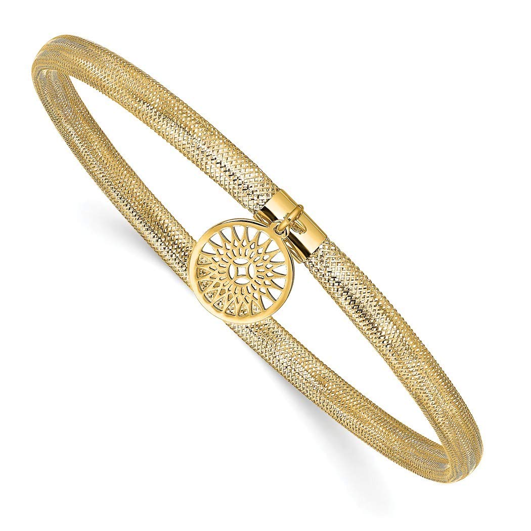 14K Gold Sun Charm Pendant Necklace & Stackable Bangle Bracelet Set - Elegant Jewelry Gift for Women, Perfect for Birthday, Anniversary and Everyday Wear