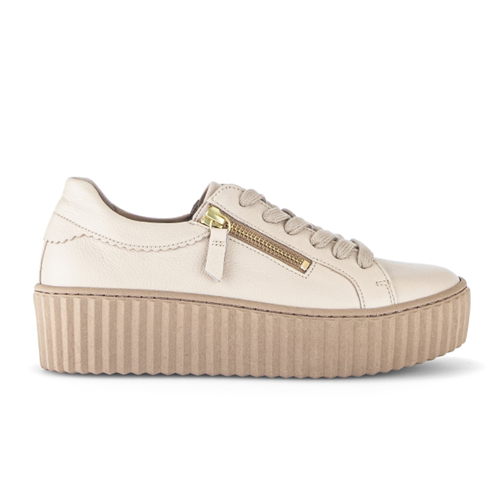 Gabor 23200 Women's Double Zip Platform Sneakers in Cervo/Sand - Comfortable Casual Shoes for Walking, Work & Everyday Wear
