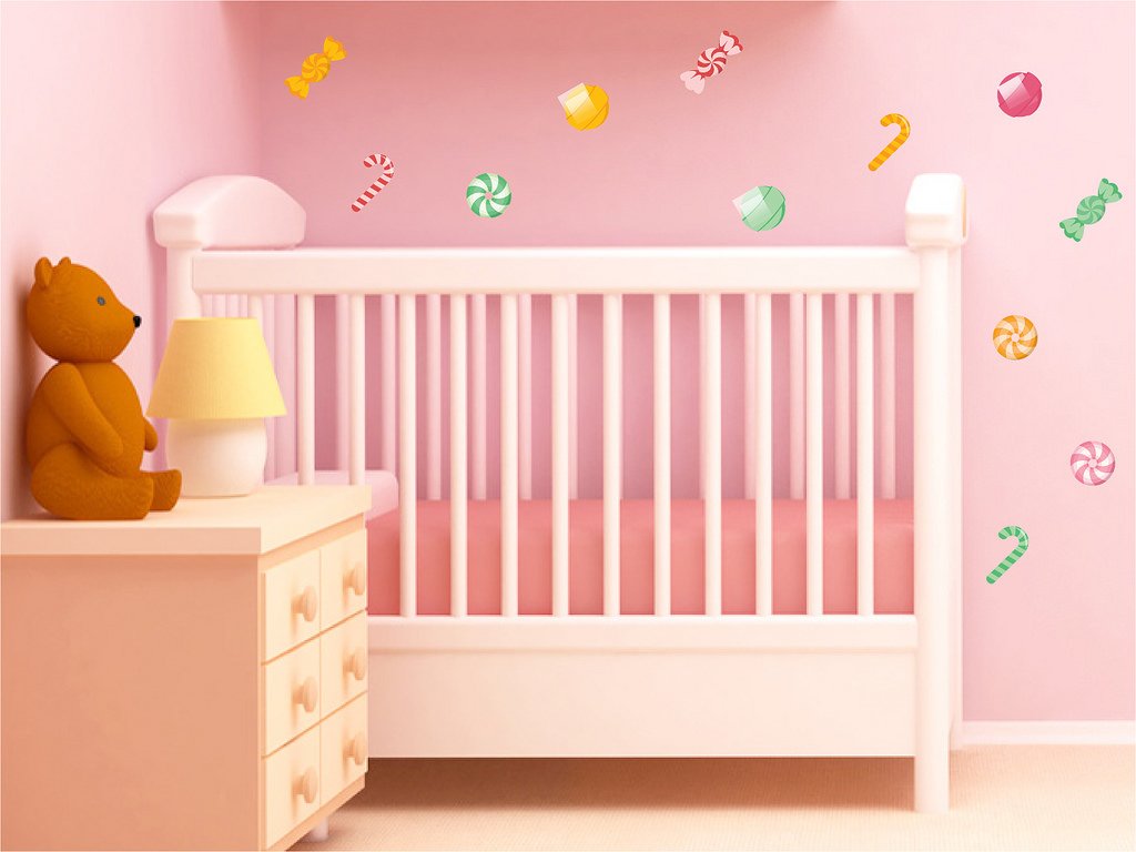 Picniva A2 (4 Inch) Candy Cane Baby Nursery Room Decal - Clear Vinyl Wall Stickers for Kids Bedroom Decor | Perfect for Nursery, Playroom & Children's Birthday Party Decorations