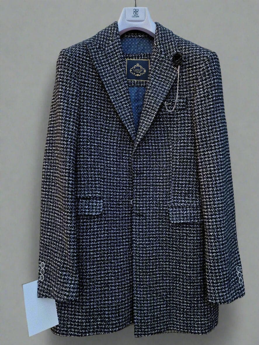 Cavani Signature Black and White Houndstooth Overcoat for Women | Classic Wool Blend Winter Coat | Perfect for Office, Parties & Formal Events