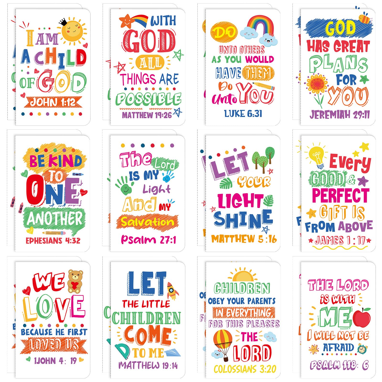 24-Piece Bible Verse Notepads - Mini Religious Pocket Notebooks, Christian Inspirational Journals for Kids, Teachers, School & Travel - Motivational Gifts & Bulk Prizes (Bible White) - Perfect for Daily Devotion, Sunday School Rewards & Faith-Based Encouragement