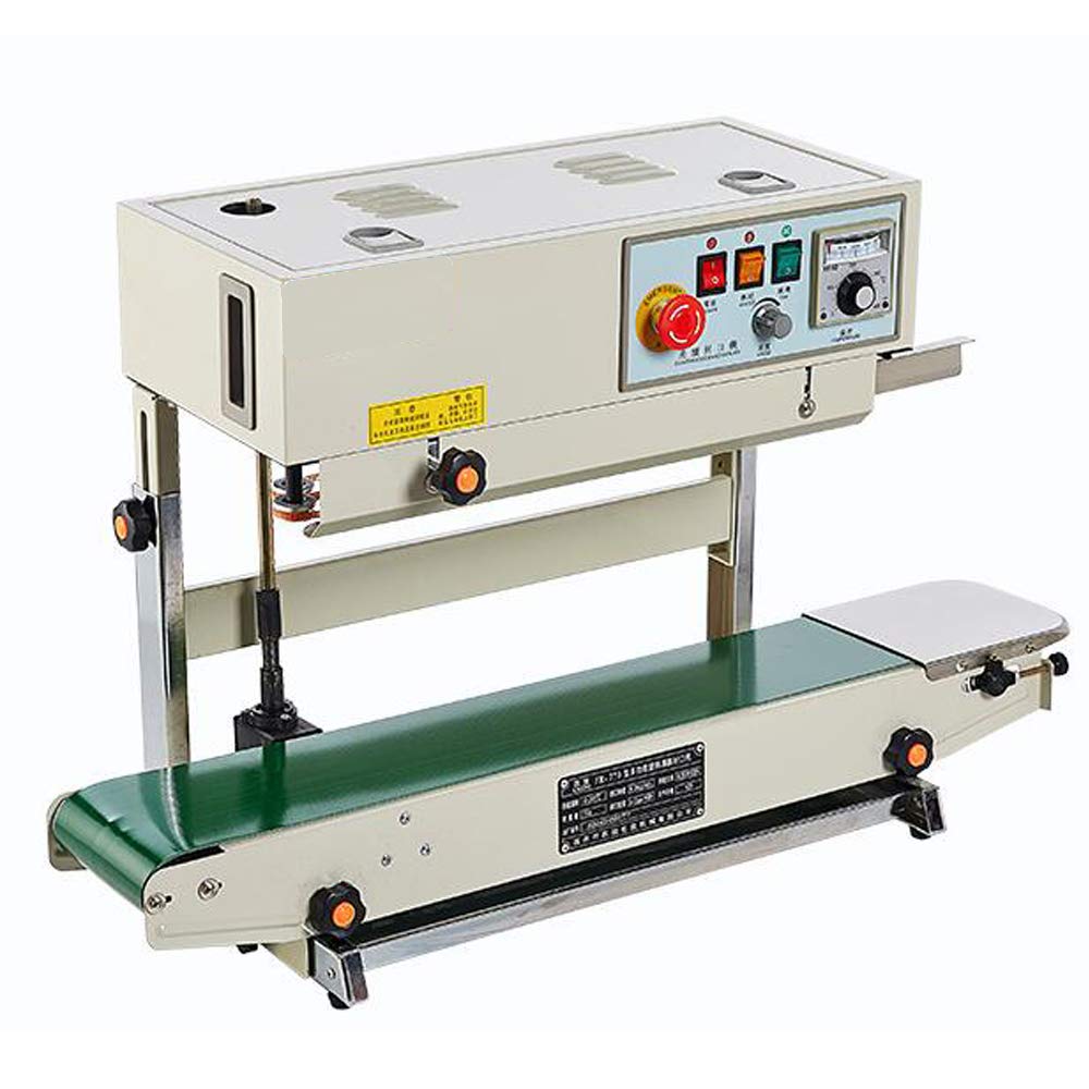 Automatic Horizontal Continuous Band Sealer Machine for Plastic PVC Bags - 110V Commercial Sealing Equipment (FR770 Vertical Model) | Ideal for Food Packaging, E-commerce Shipping & Industrial Use