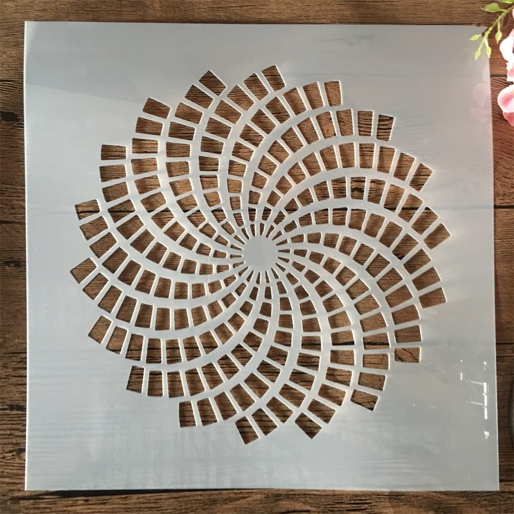 30x30cm Geometric Windmill Cyclone Reusable Stencil for DIY Painting, Wall Art & Home Decor - Perfect for Canvas, Furniture & Craft Projects