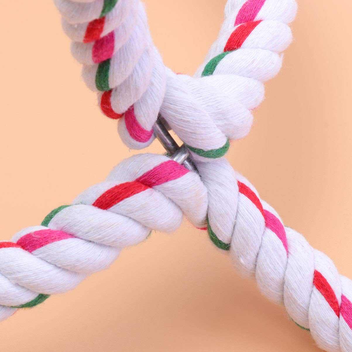 POPETPOP Colorful Parrot Chew Toys - Hanging Bird Swing with Rope Stand & Chewing Rings - Durable Pet Climbing & Grinding Toys for Parakeets, Cockatiels, Macaws (Perfect for Cage Play & Exercise)