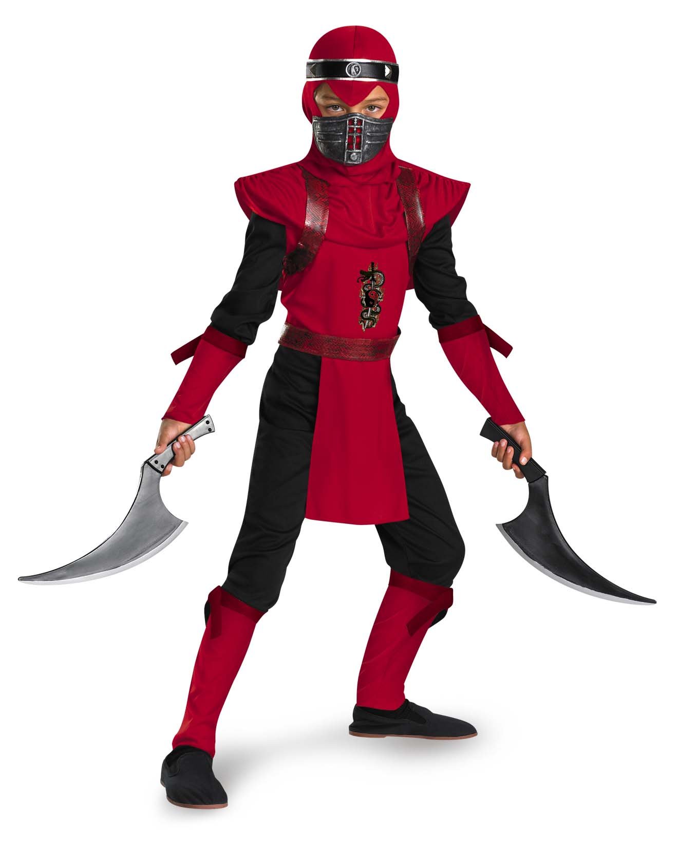 Shadow Ninjas Night Fury Red Viper Ninja Deluxe Boys Costume for Kids Age 7-8 | Halloween Cosplay, Birthday Party, Role Play Dress Up