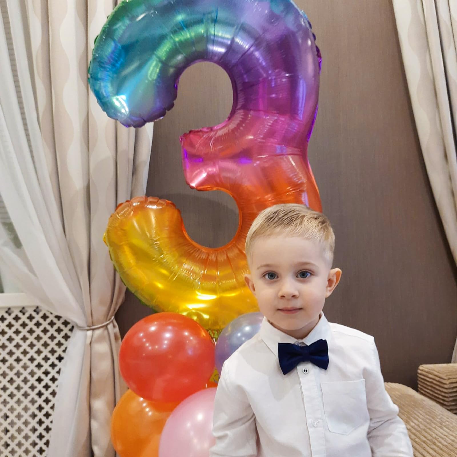 40 Inch Rainbow Number 3 Foil Balloon - Large Mylar Balloons for Birthday Party Decorations, Wedding Anniversary, Baby Shower & Special Events - Perfect for Girls, Boys, Party Backdrops & Photo Booth Props