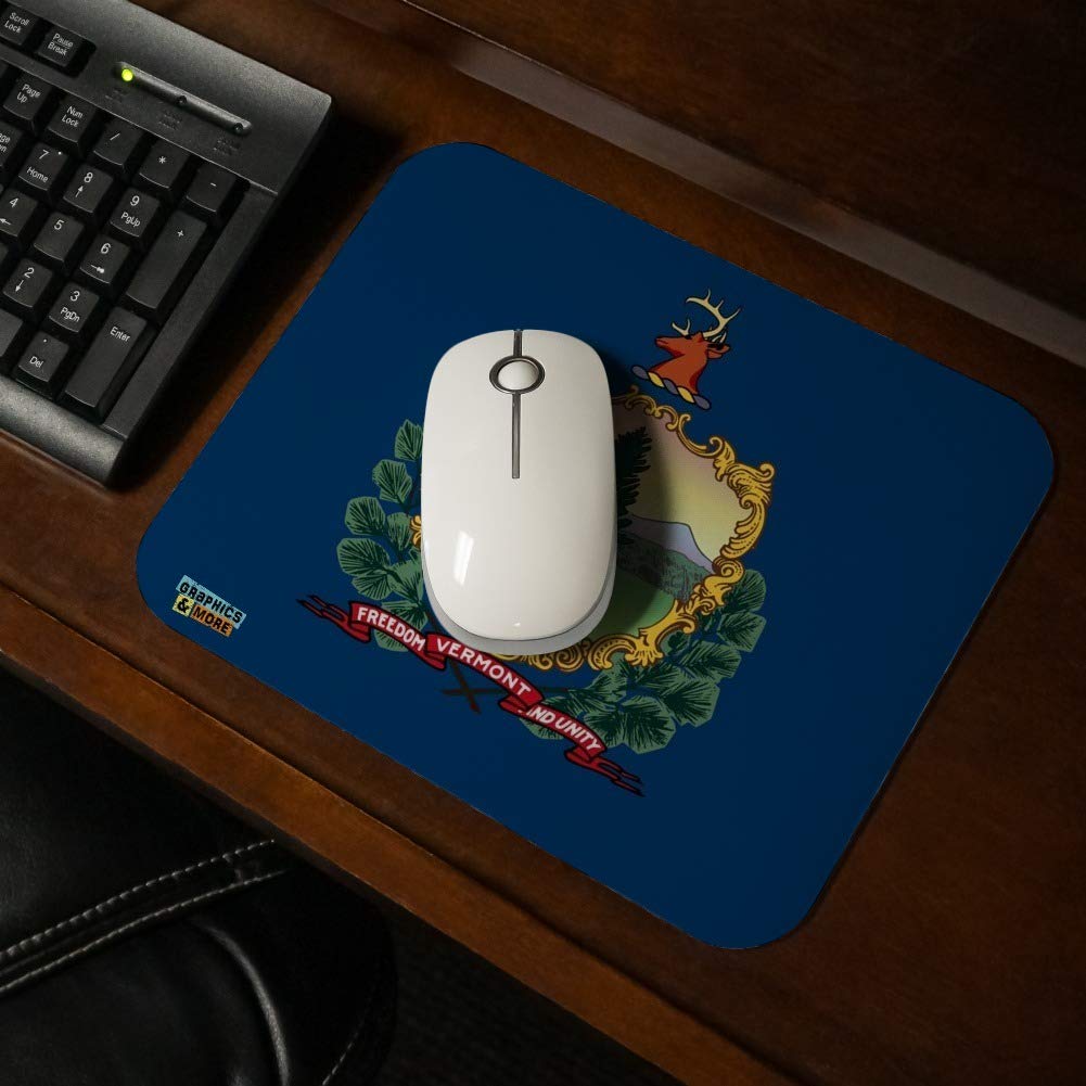 Vermont State Flag Low Profile Thin Mouse Pad - Non-Slip Rubber Base, Smooth Surface for Gaming & Office Use - Perfect for Home, Work & Travel Laptop Setup