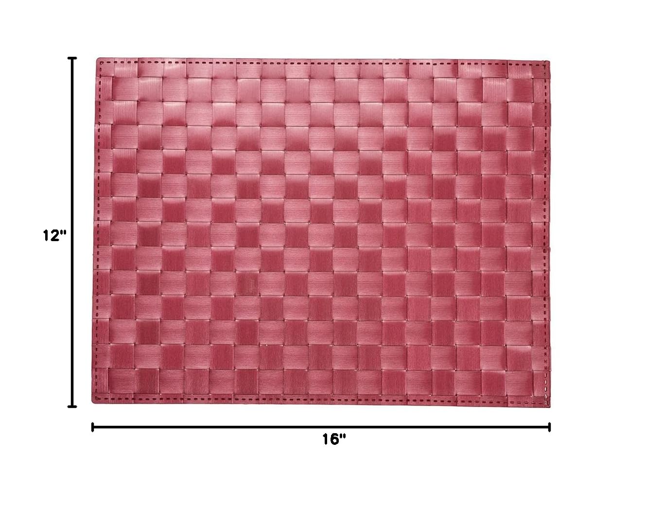Restaurantware Macroweave 16 x 12 Inch Woven Placemats Set of 6 - Durable & Easy Clean Red Plastic Table Mats for Dining, Kitchen, Restaurants | Perfect for Everyday Use, Parties & Holiday Decor