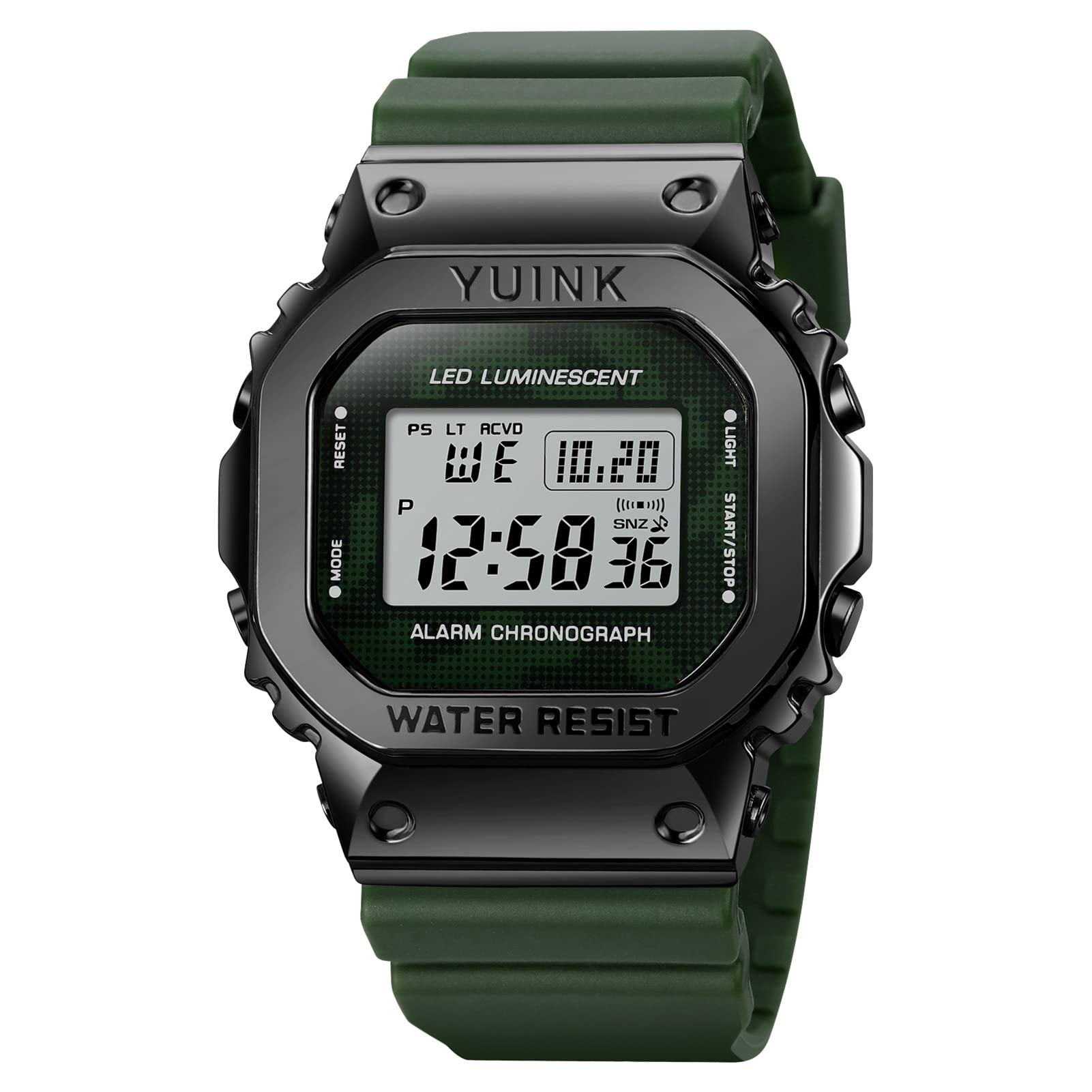 YUINK Digital Sports Watch for Men & Women - Military Tactical Waterproof Wristwatch with Stopwatch, Alarm, LED Display | Perfect for Running, Hiking, Outdoor Activities & Daily Use