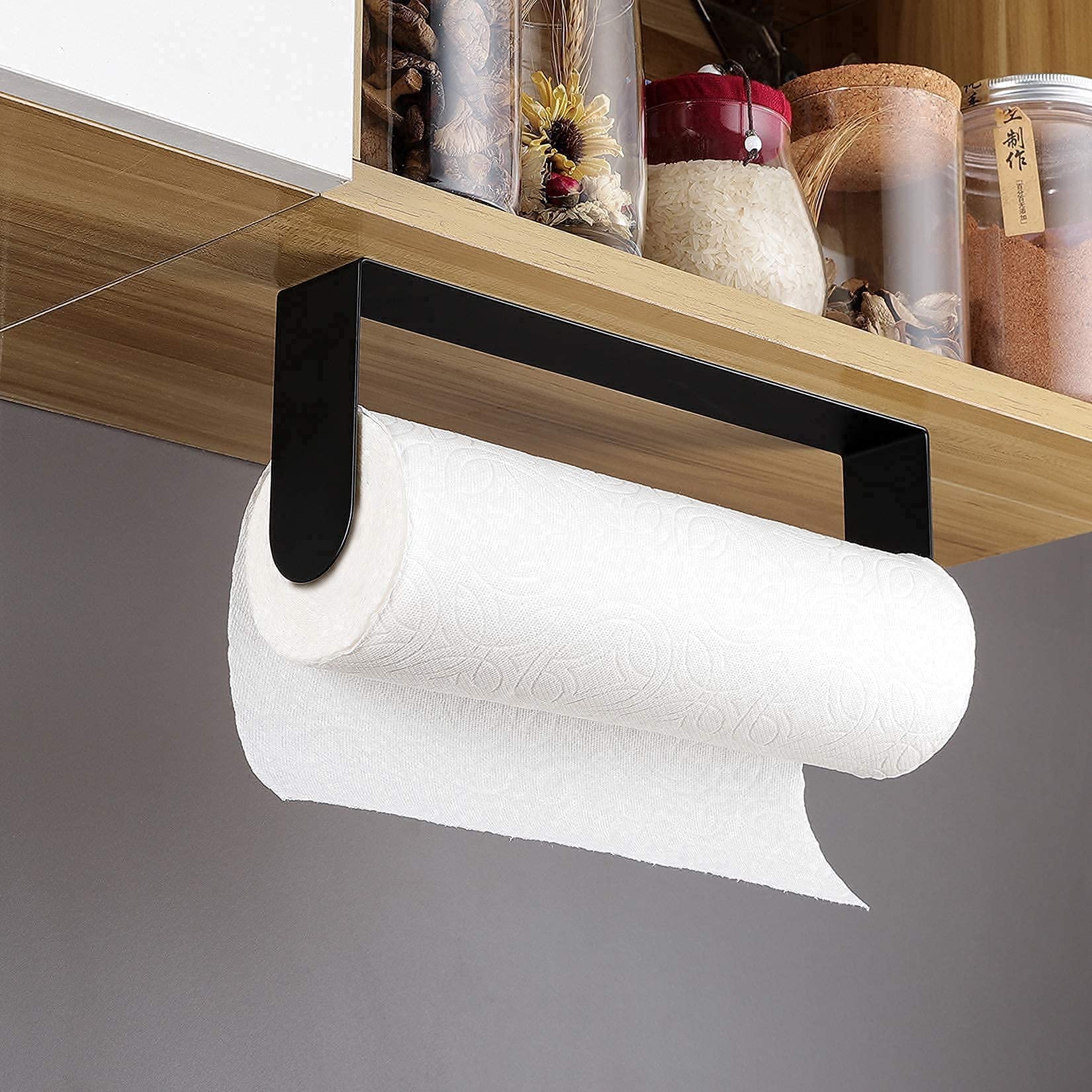 YIGII Self-Adhesive Toilet Paper Holder & Black Paper Towel Holder - Wall Mount, Stick-On for Bathroom & Kitchen - Premium SUS 304 Stainless Steel - Perfect for Small Spaces, Apartments & RVs