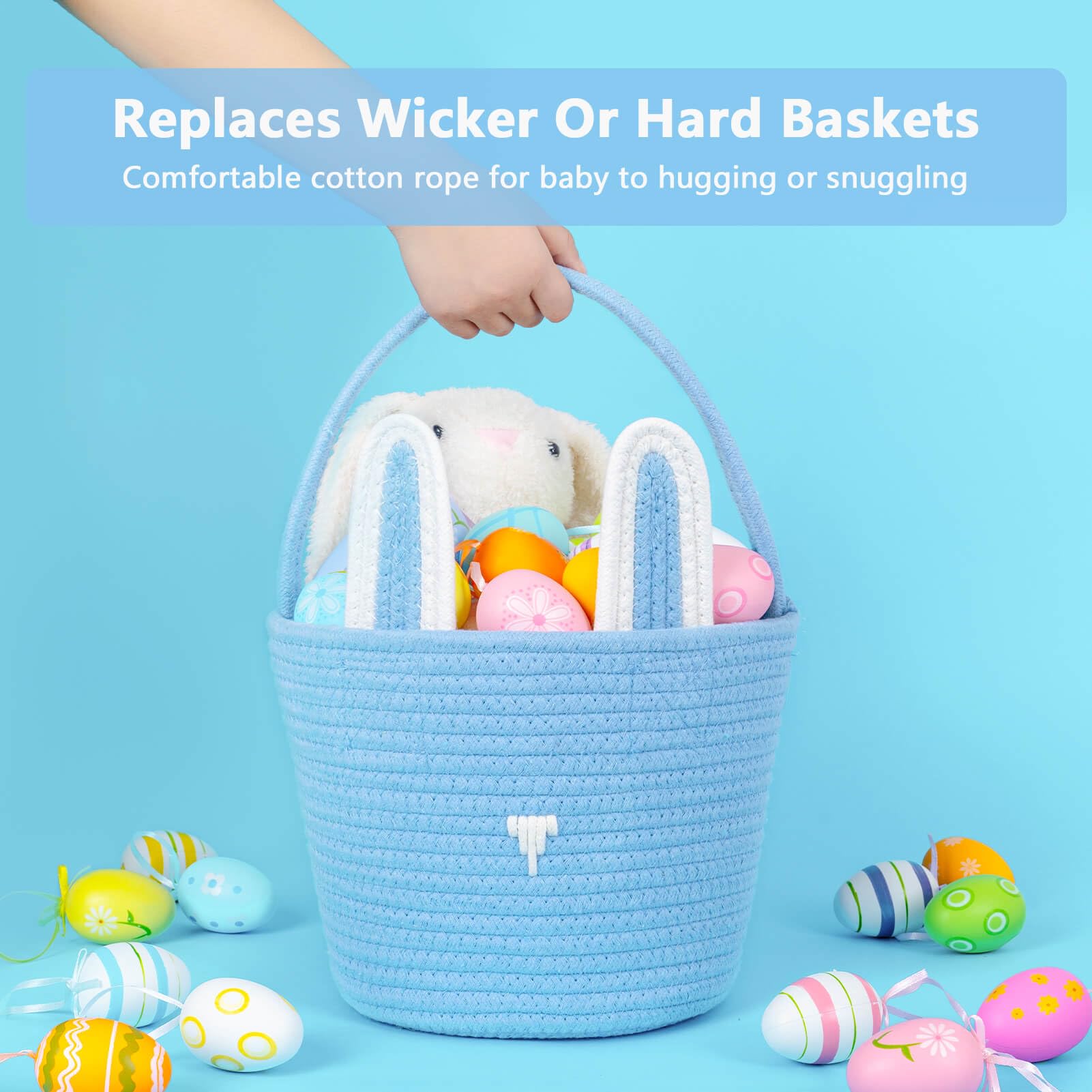 CubesLand 2-Piece Empty Easter Baskets for Kids - 9.8 x 7.8 x 7.8