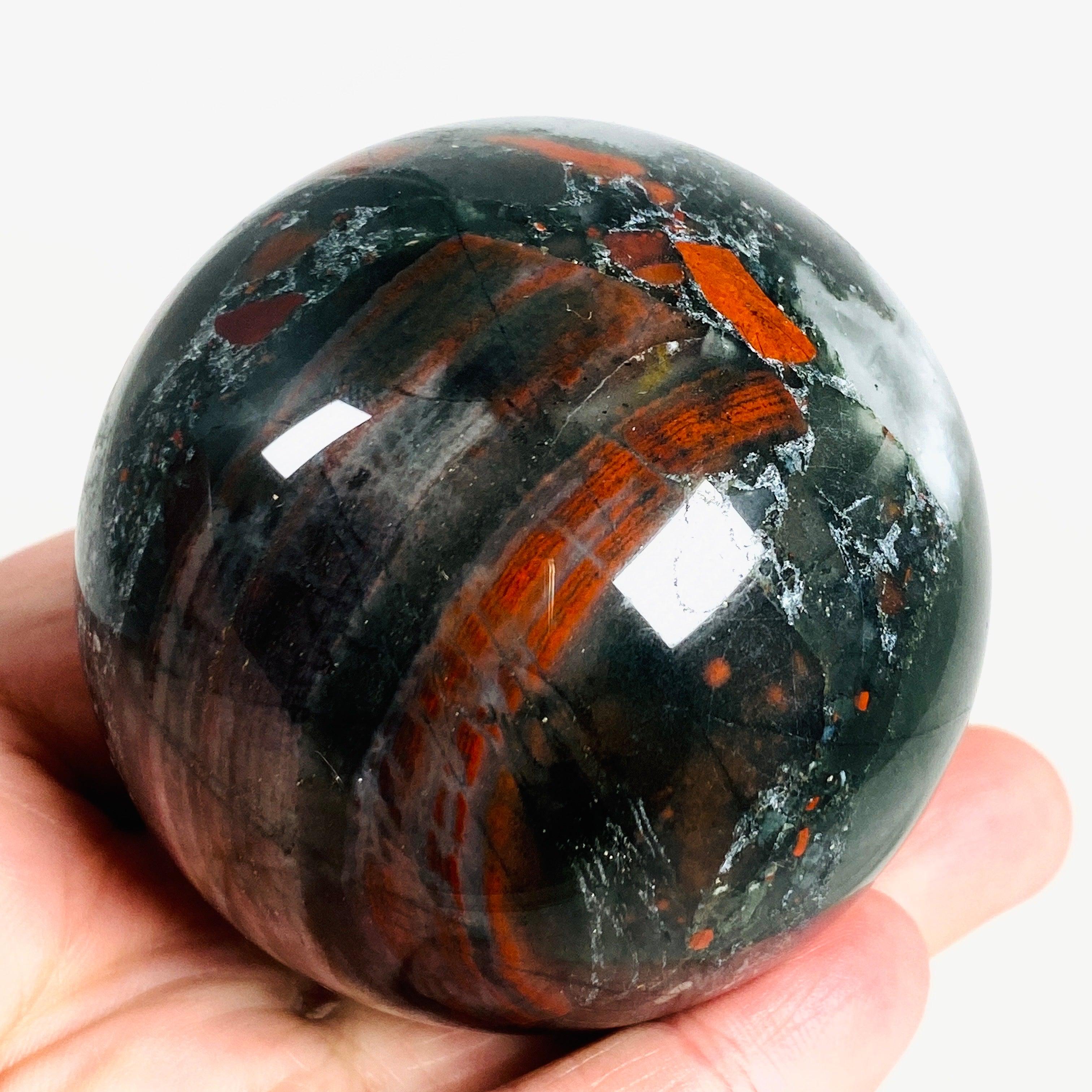 African Bloodstone Sphere ABS 5 - Natural Healing Crystal Ball for Meditation, Chakra Balancing & Home Decor - Perfect for Yoga, Reiki & Spiritual Gifts