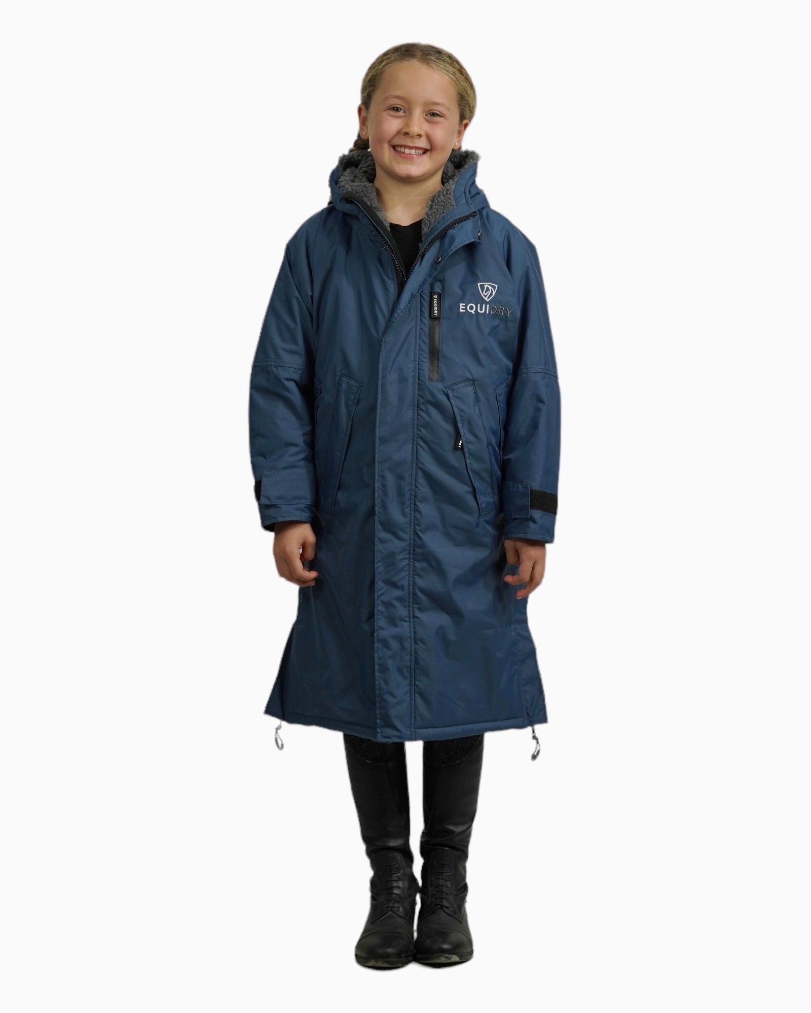 Evolution Kids' Thick Fleece Hoodie - Steel Blue & Grey - Warm Winter Jacket for Boys & Girls - Perfect for Outdoor Play & School Activities